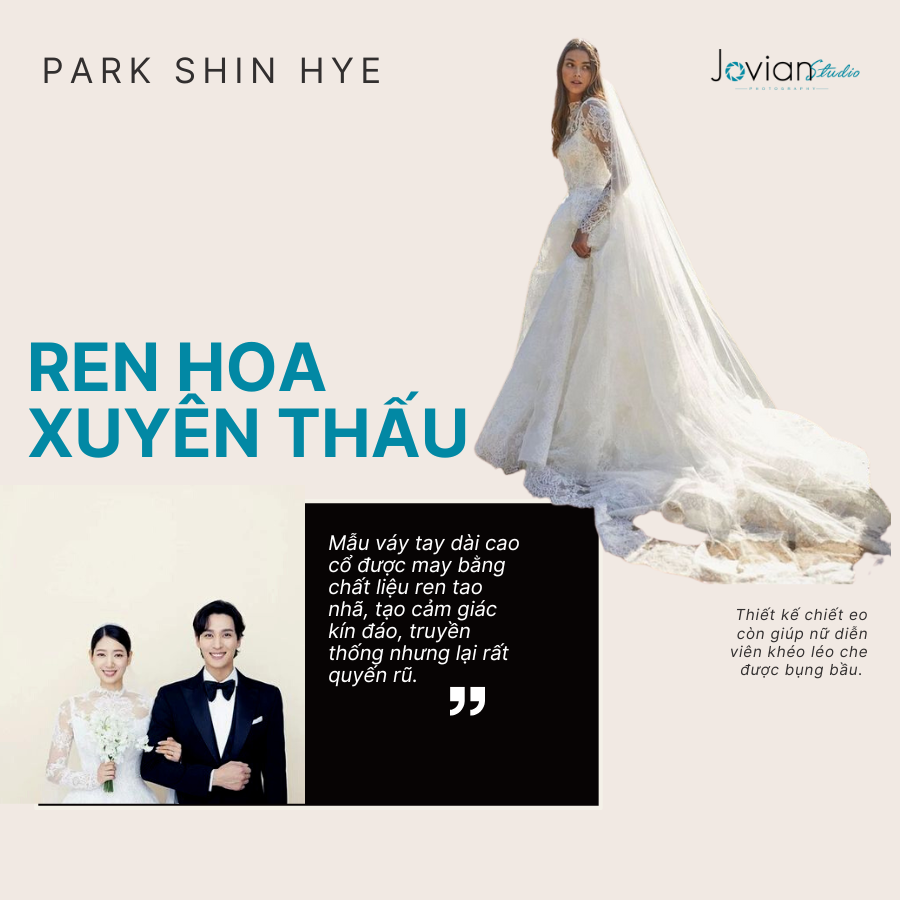 Váy cưới của Park Shin Hye kiểu ren hoa 