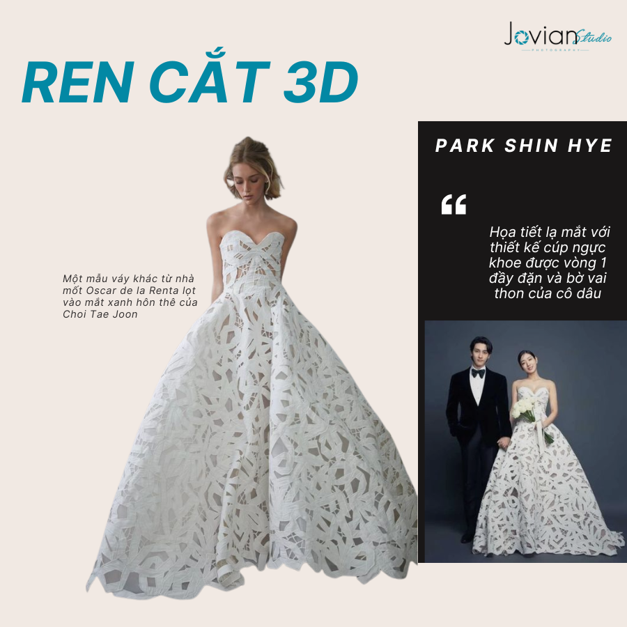 Váy cưới của Park Shin Hye mẫu ren cắt 3D