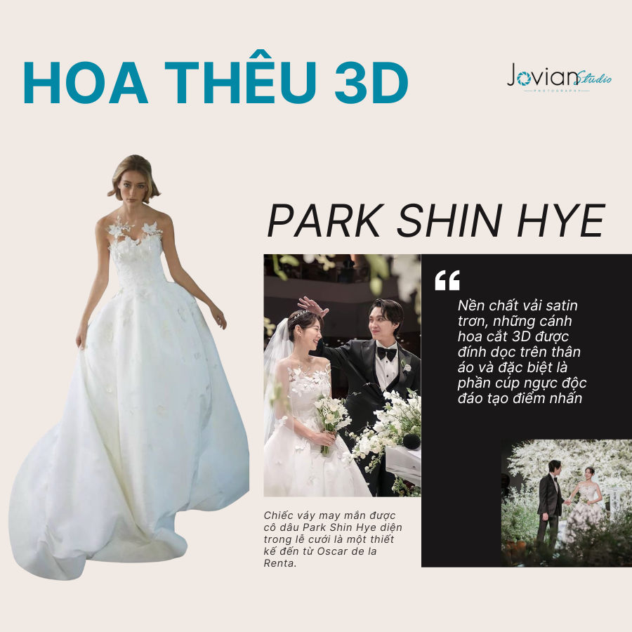 váy hoa thêu nổi 3D - Váy cưới Park Shin Hye